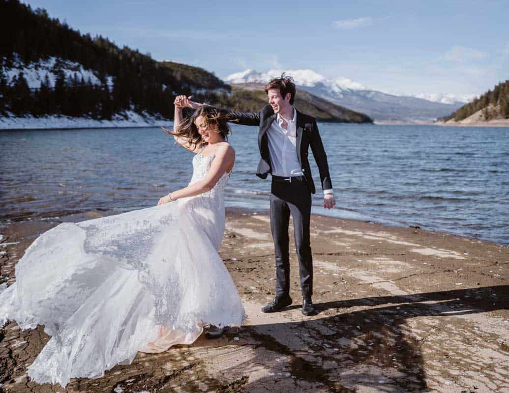 snowy wedding elopement shoot in colorado mountains