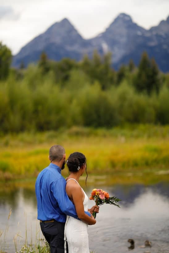 wedding photo shoot in the mountains of Grand Teton National Park in Wyoming