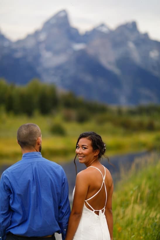 wedding pics in the mountains of Grand Teton National Park in Wyoming
