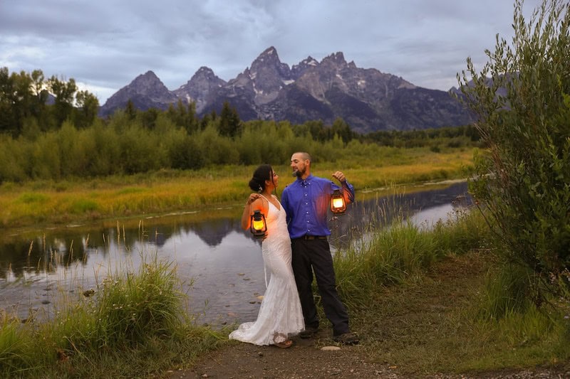 wedding shoot in the mountains of Grand Teton National Park in Wyoming