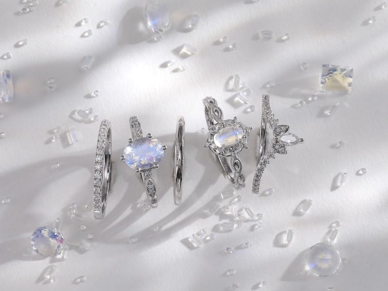 Moonstone Wedding Rings