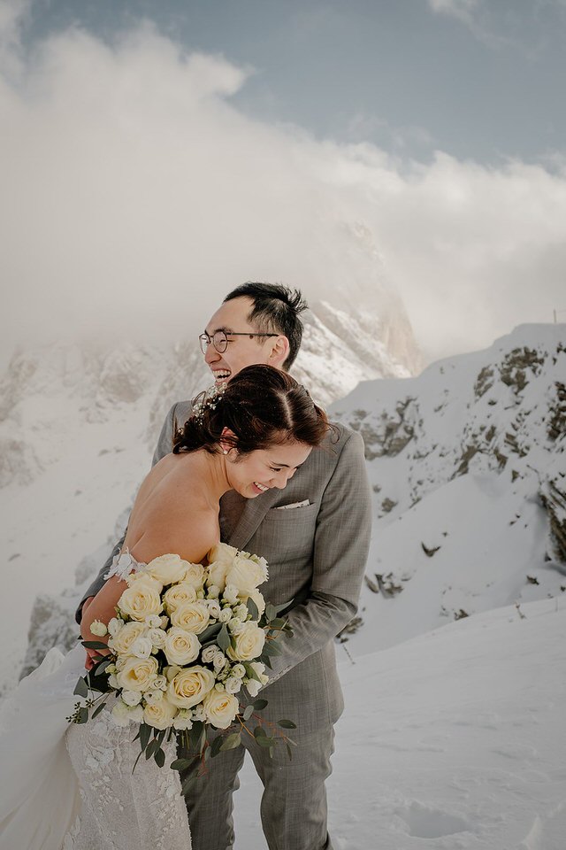 winter Honeymoon Photoshoot in the Dolomites