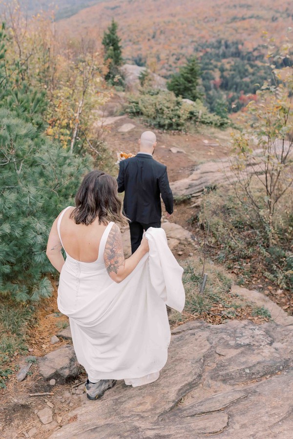 fall elopement shoot in Adirondack mountains near Lake George