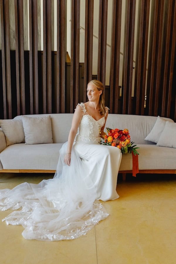 colorful wedding photo shoot at Andaz Mayakoba Resort Riviera Maya in Mexico
