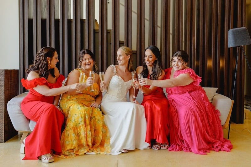 colorful wedding shoot at Andaz Mayakoba Resort Riviera Maya in Mexico.