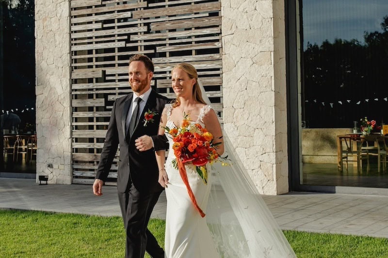 colorful wedding at Andaz Mayakoba Resort Riviera Maya.