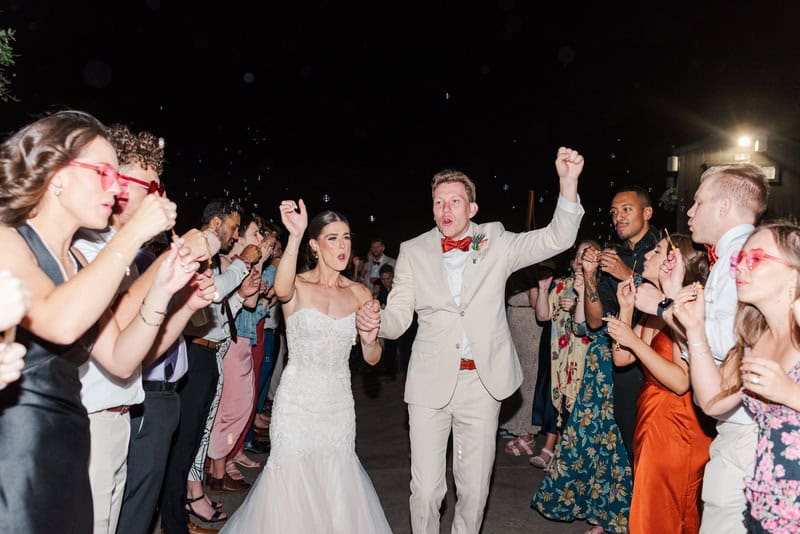bride and groom at wedding party