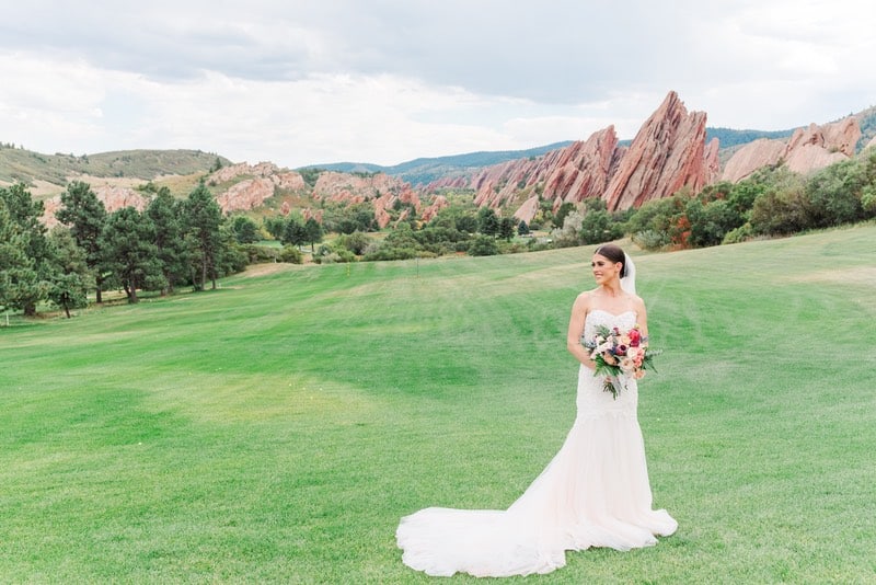 bride at golf course