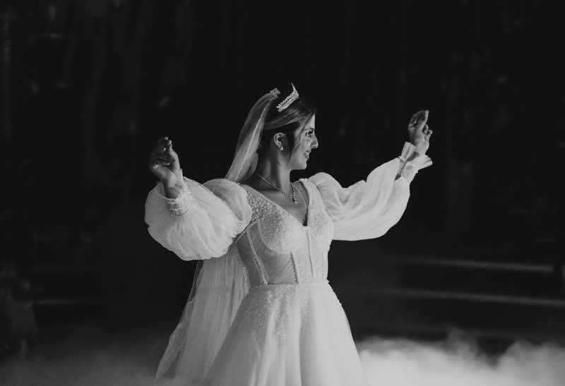 bride at a flash mob moment