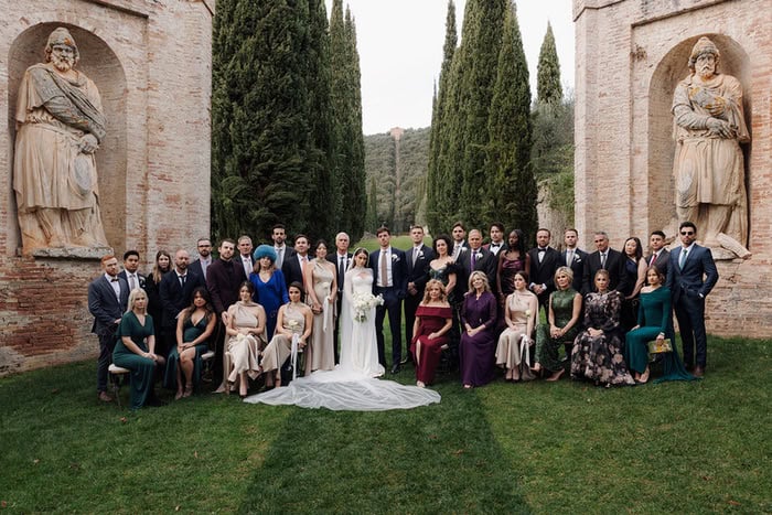 Allison And Emmett's Stunning Villa Cetinale Wedding In Tuscany family at villa cetinale wedding in tuscany italy