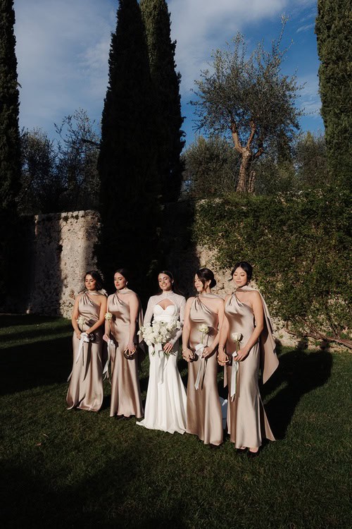 Allison And Emmett's Stunning Villa Cetinale Wedding In Tuscany bridesmaids at villa cetinale wedding in tuscany italy