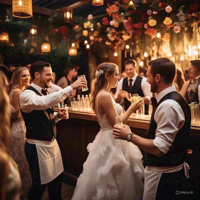 bartenders at a wedding