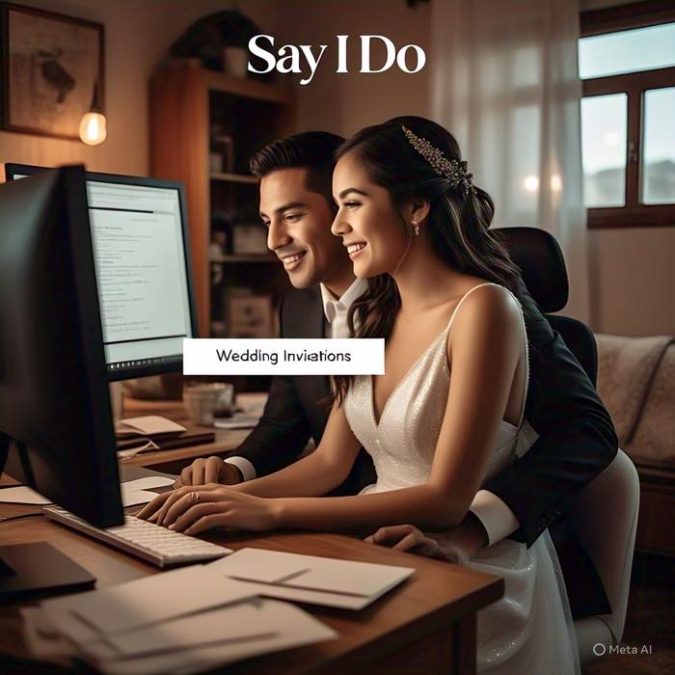 say I do wedding invitations couple creating wedding invitations