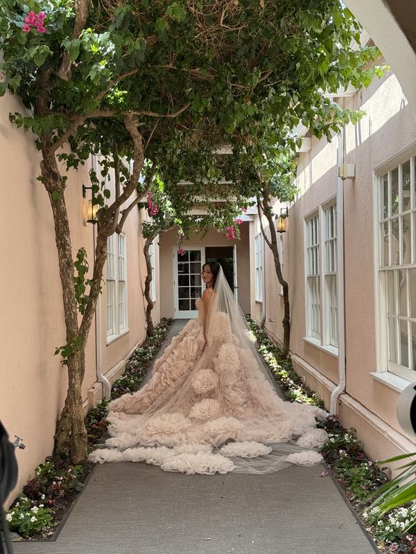 Christina Teenz Tan and Ron Danziger's Creative Wedding Proposal Strikes a Chord Before Their Elegant Hotel Bel-Air Wedding - The Beautiul Bride Christina Teenz Tan Wearing A Stunning Blush Moniquel Huillier Gown At The Hotel Bel Air