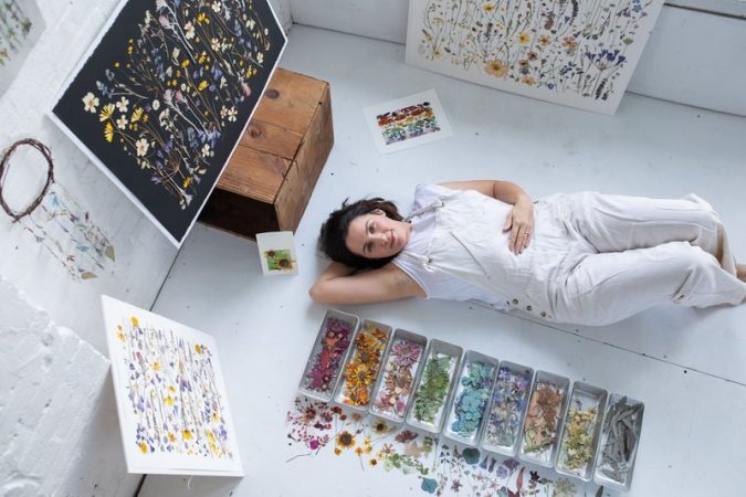 Tricia Paoluccio art Tricia Paoluccio with her art