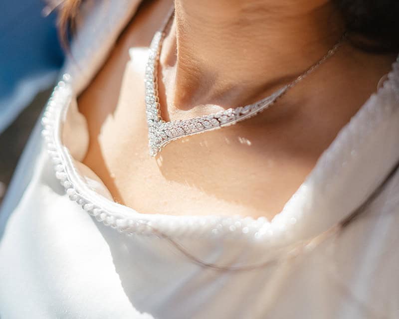 necklace of a bride at Mount Charleston wedding styled shoot