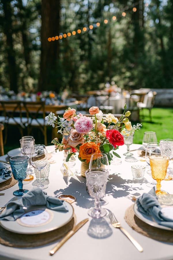 table flowers at a Lakeside Wedding at Valhalla Tahoe 