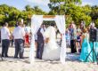 ceremony of airbnb wedding at the beach