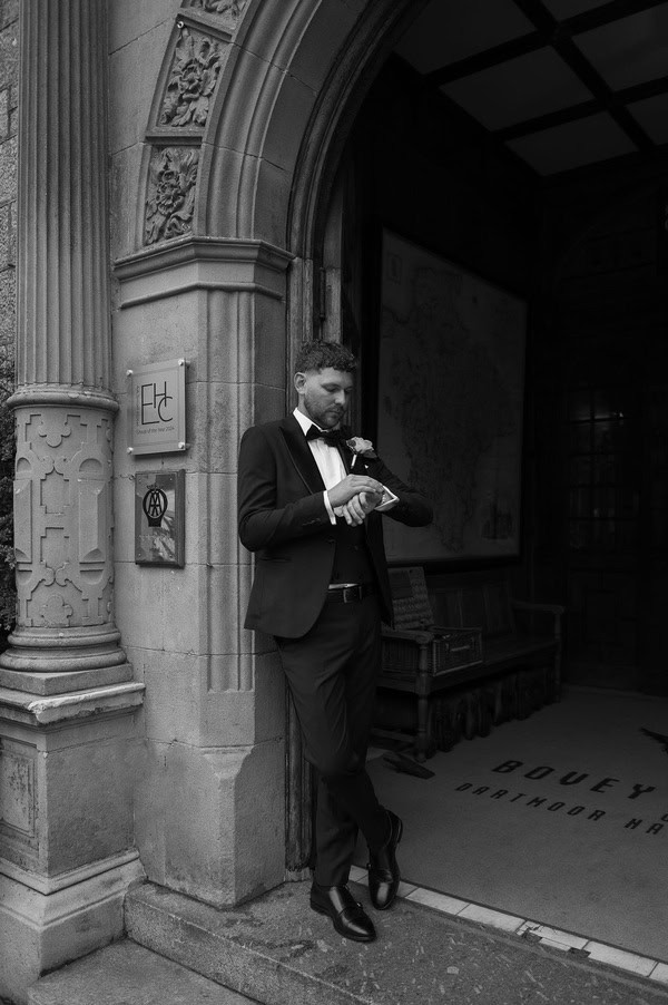 Lucy & Lewis's Romantic Bovey Castle Elopement (Plus Tips For Planning Your Own!) groom at his castle elopement