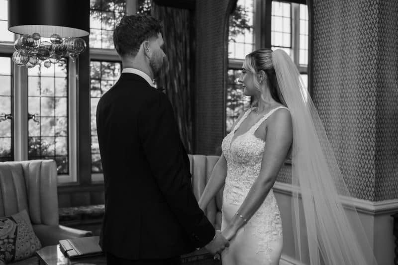 Lucy & Lewis's Romantic Bovey Castle Elopement (Plus Tips For Planning Your Own!) bride and groom at castle elopement