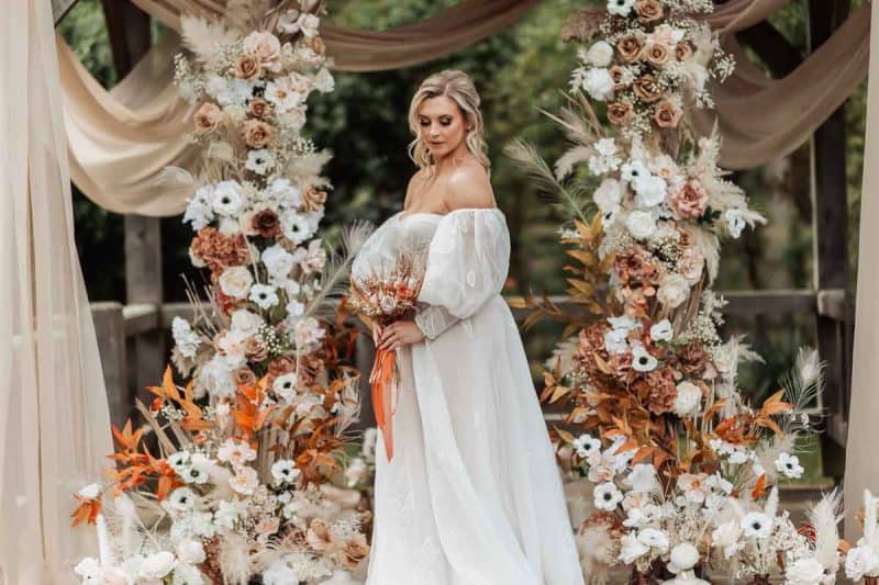 bride with flowers at one of the top wedding venues in york
