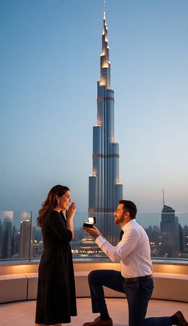 Places to Propose in Dubai a man proposes to a woman in Dubai
