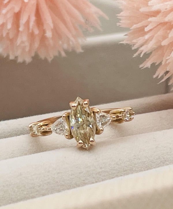 Maisie champagne diamond and rose gold ring