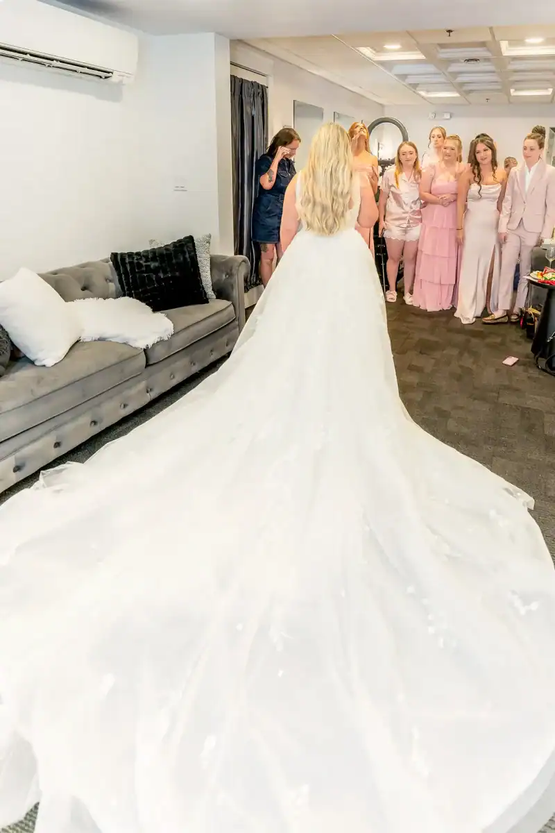 a bride with long white dress at Traditions at the Links