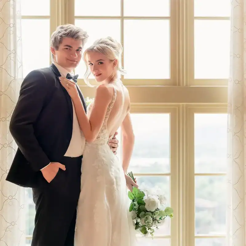 bride and groom at Marriott hotel wedding