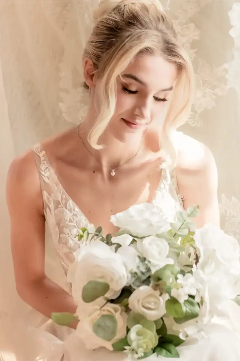 bride smiling at Marriott hotel wedding