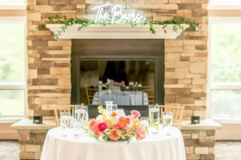 table at wedding venue in