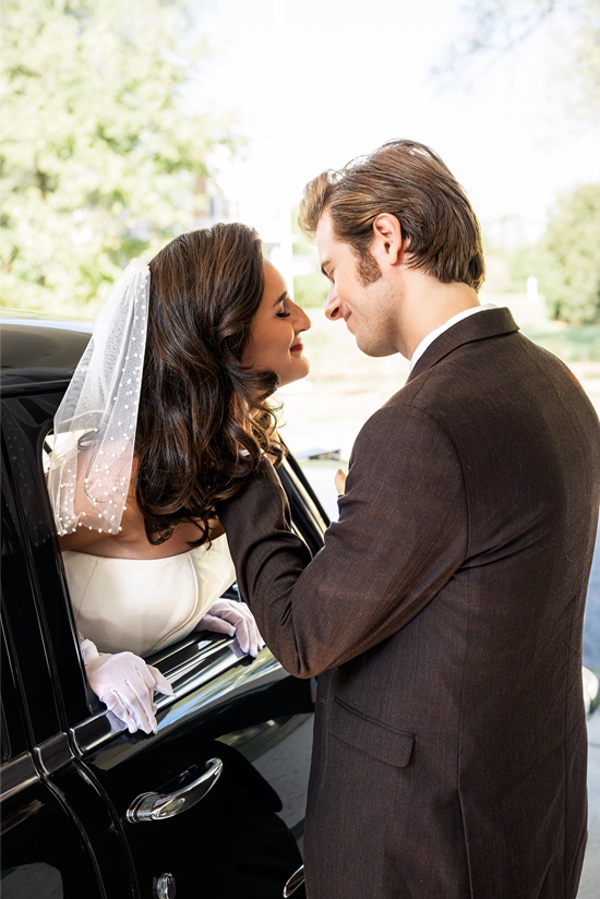 Car kiss at Virginia Wedding Style Shoot