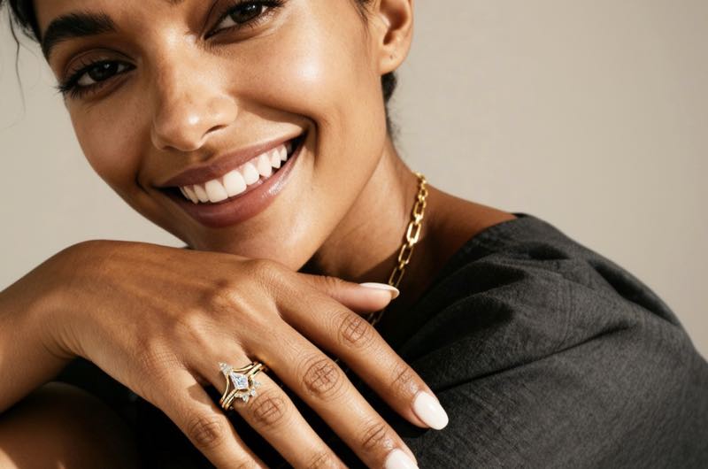 kite cut diamond engagement ring