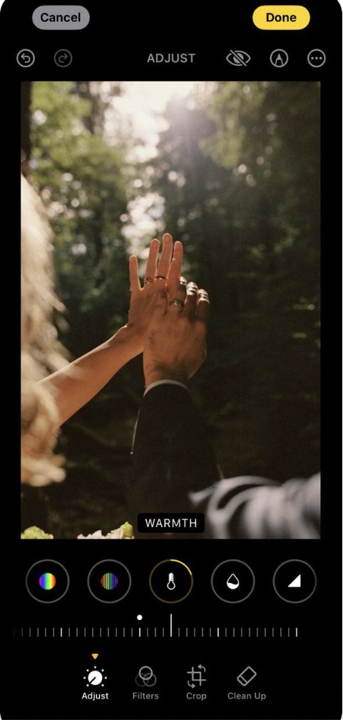 Add warmth to photos on iphone