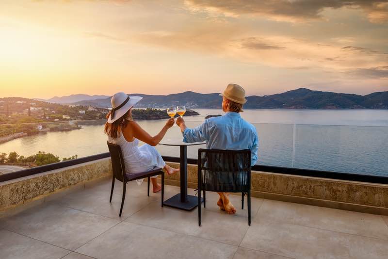 a couple on a Greece honeymoon