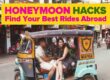 couple on honeymoon using tuktuk transportation
