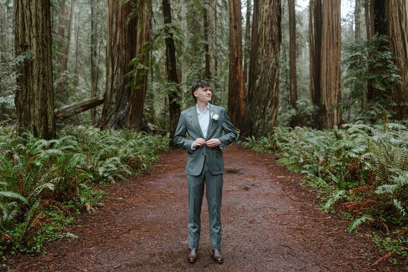 groom at a Redwood National Park wedding