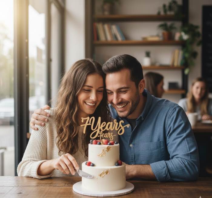 a couple celebrating their 7 Year Anniversary