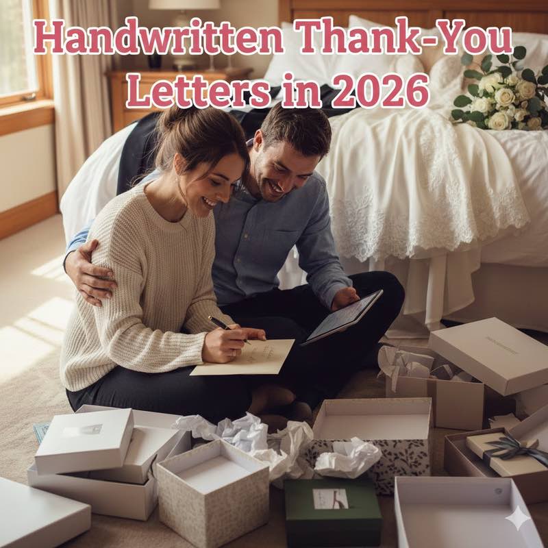 a couple writing handwritten thank you letters in 2026